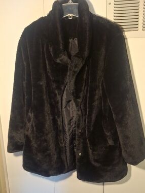 SHEIN Classic Women's Black Faux Fur Coat